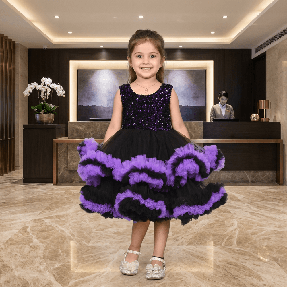 purple party frock for girls-M250034