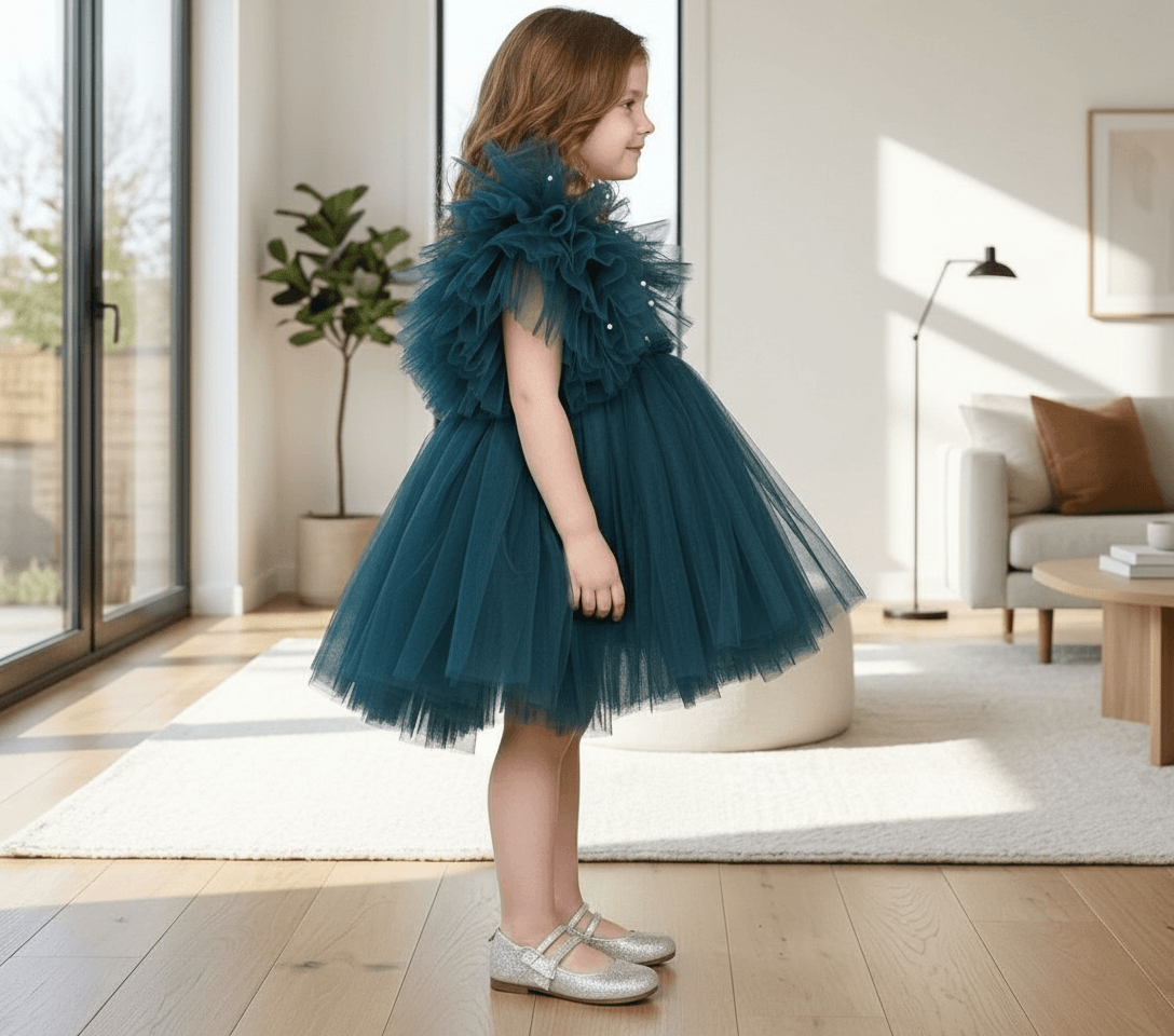 Green party frock for girls-M250035