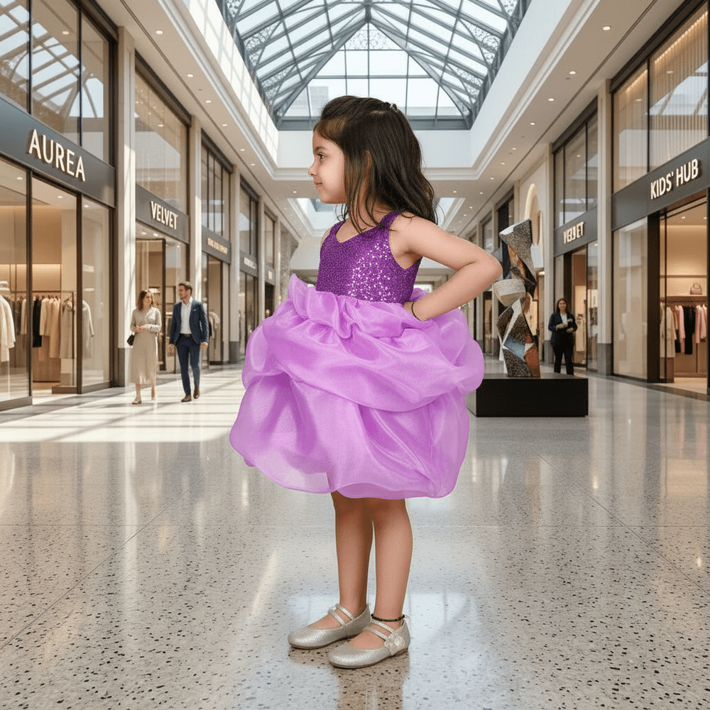 Purple party frock for girls-M250045