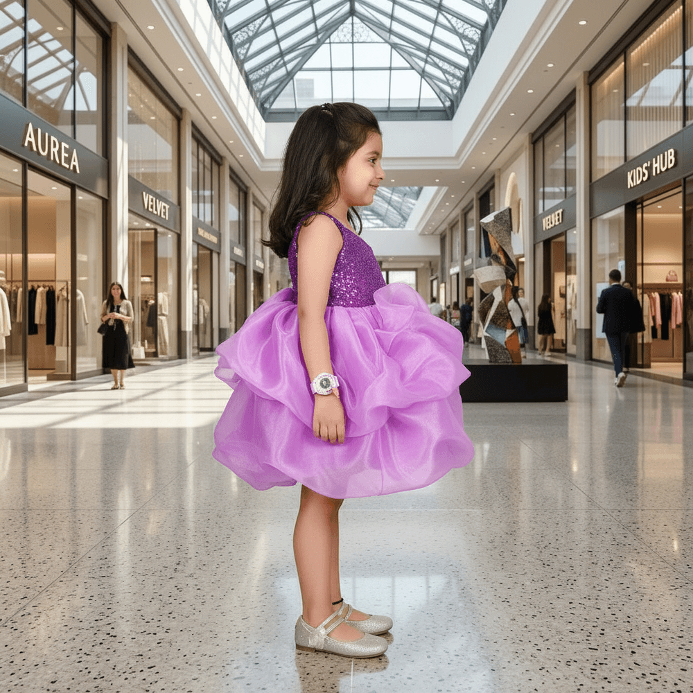 Purple party frock for girls-M250045