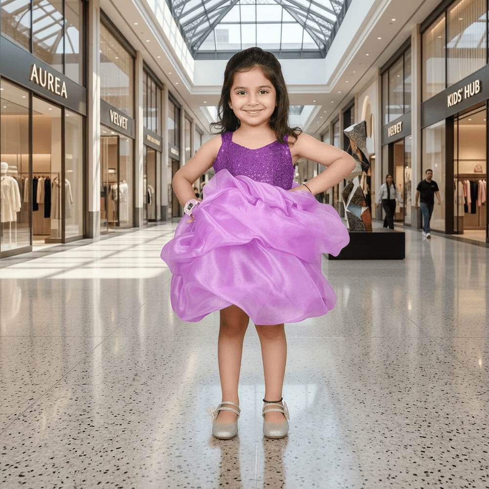 Purple party frock for girls-M250045