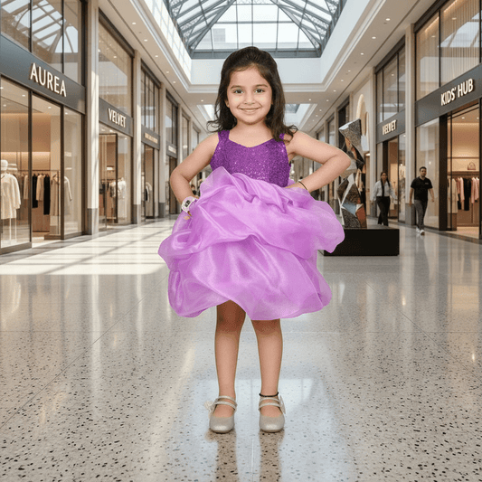Purple party frock for girls-M250045