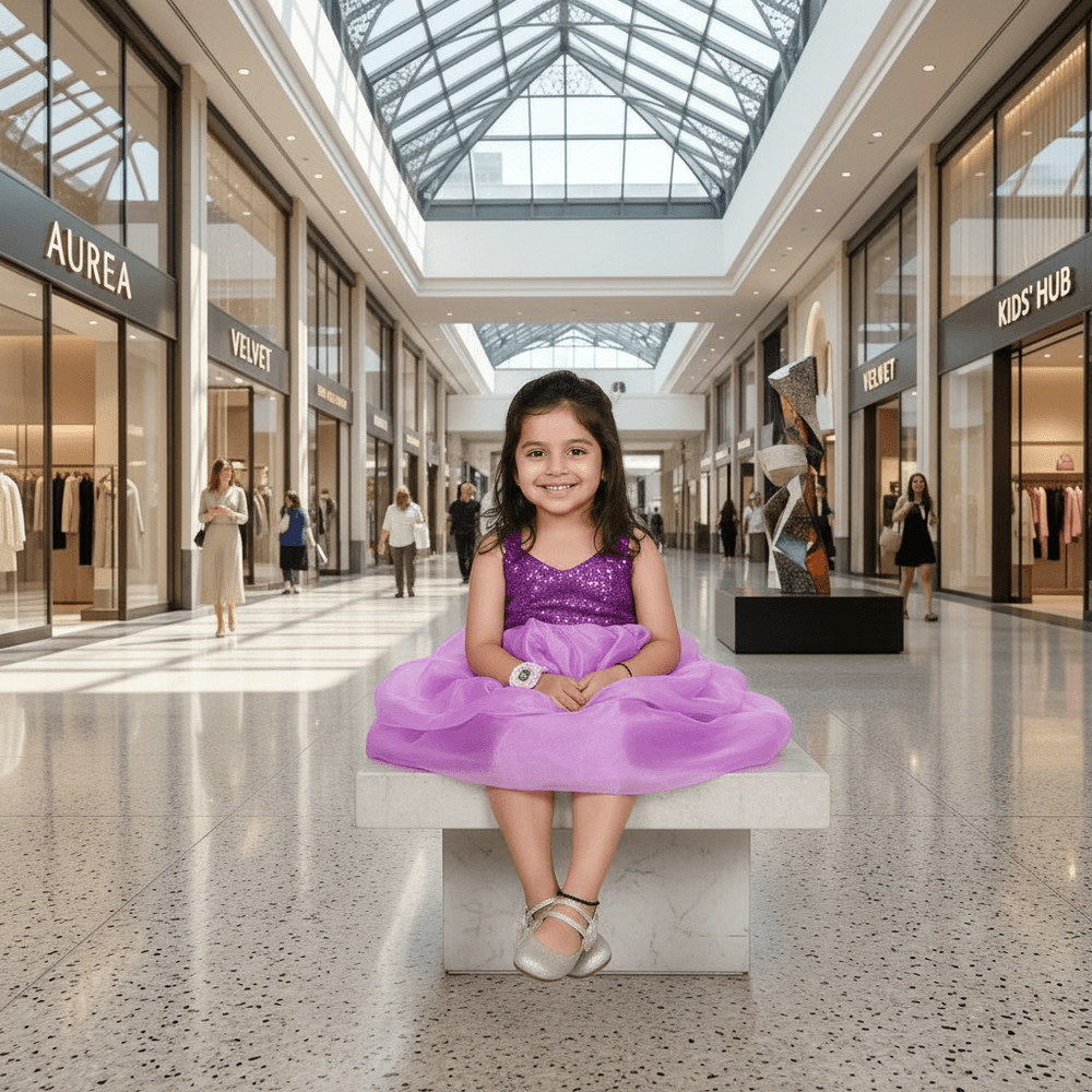 Purple party frock for girls-M250045