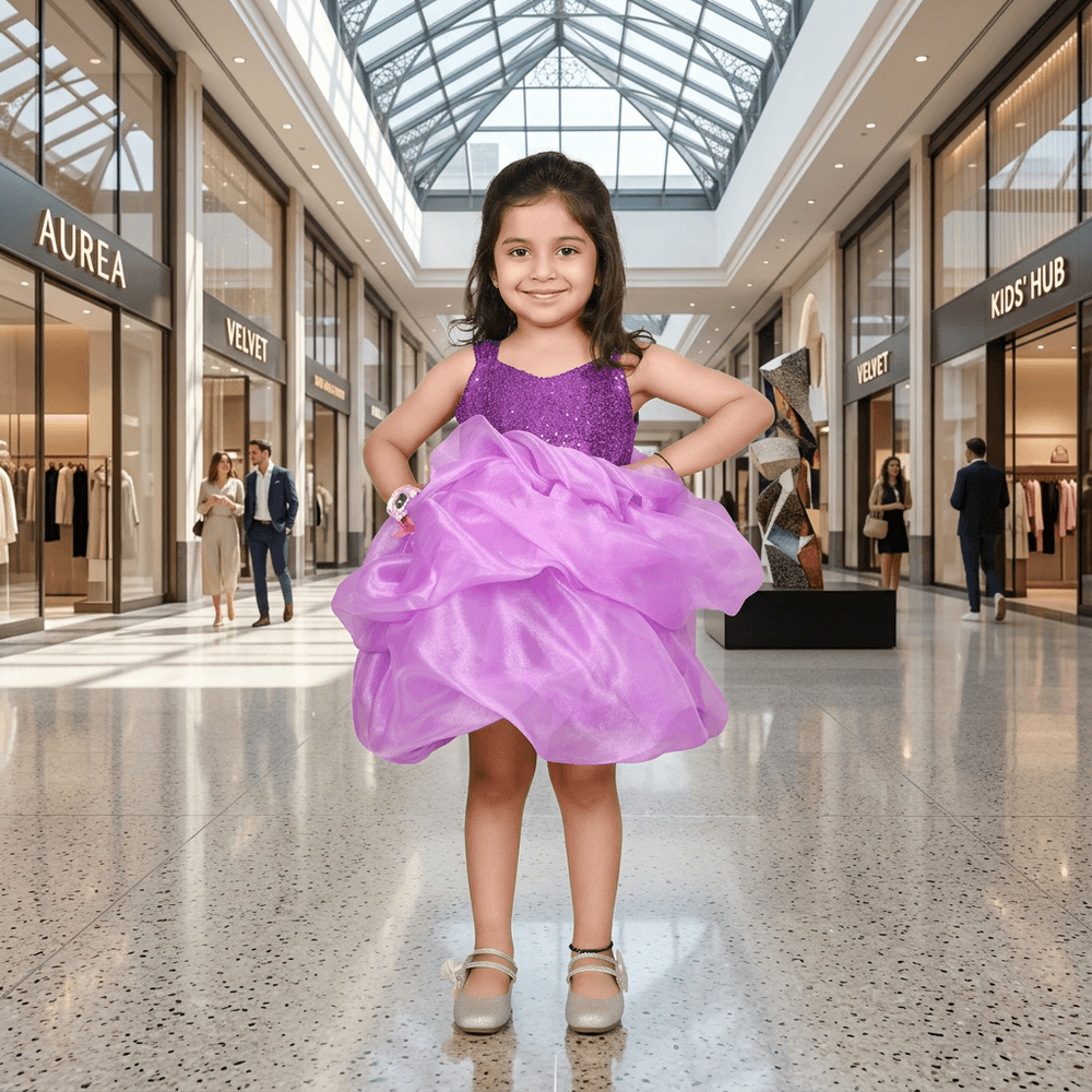 Purple party frock for girls-M250045