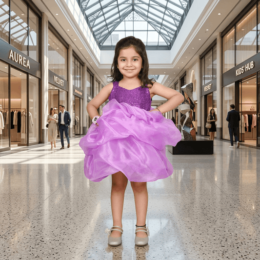 Purple party frock for girls-M250045