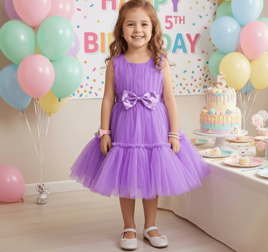 Purple party frock for girls-M250055