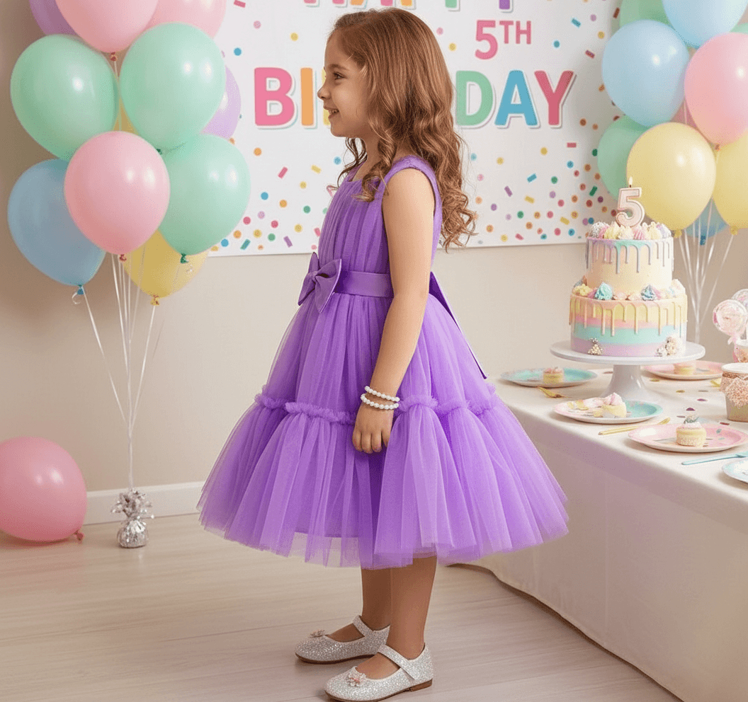 Purple party frock for girls-M250055