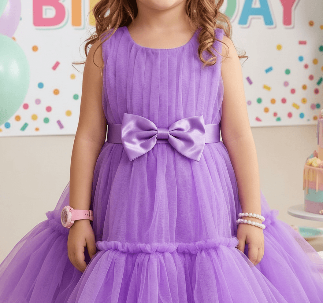 Purple party frock for girls-M250055