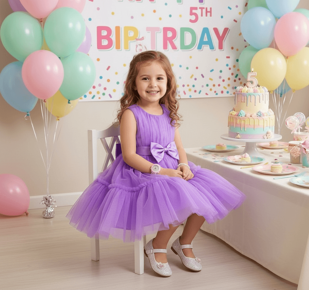 Purple party frock for girls-M250055