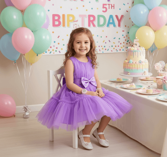 Purple party frock for girls-M250055