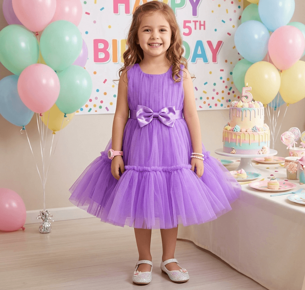 Purple party frock for girls-M250055