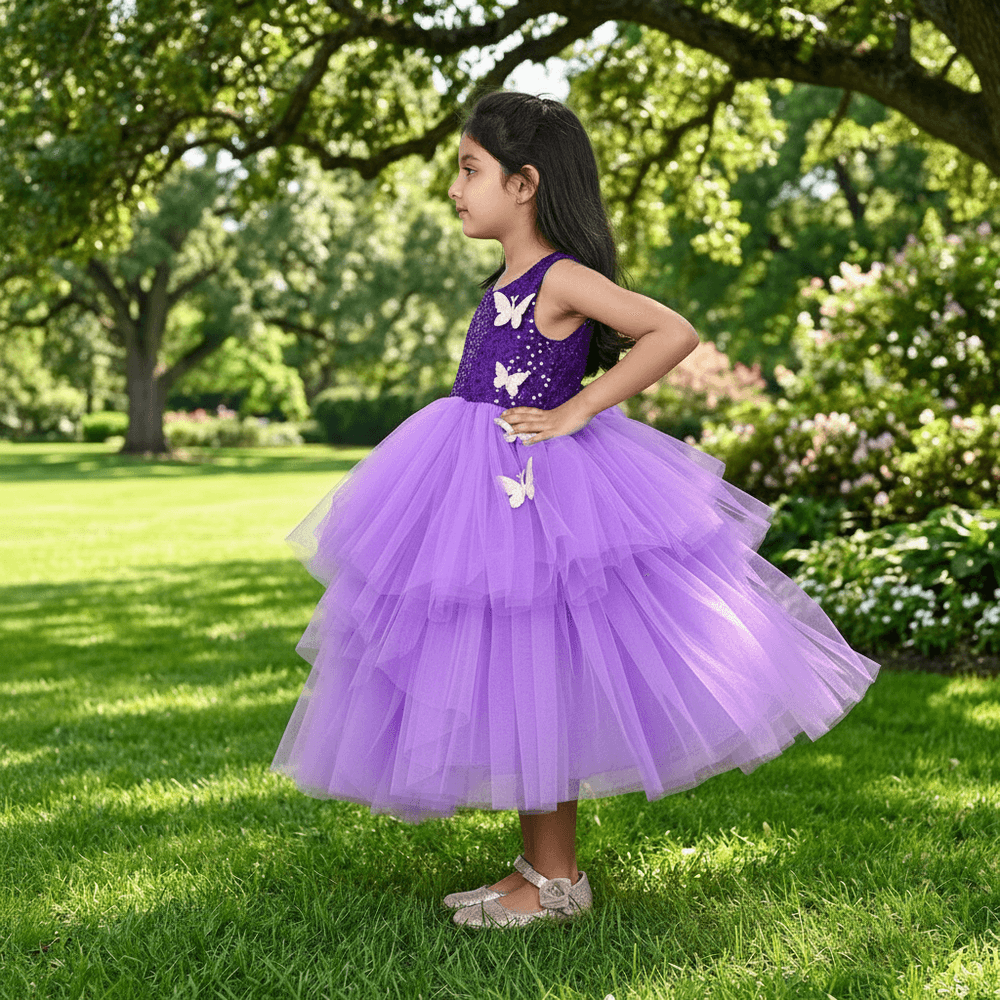 Purple party frock for girls-M250056