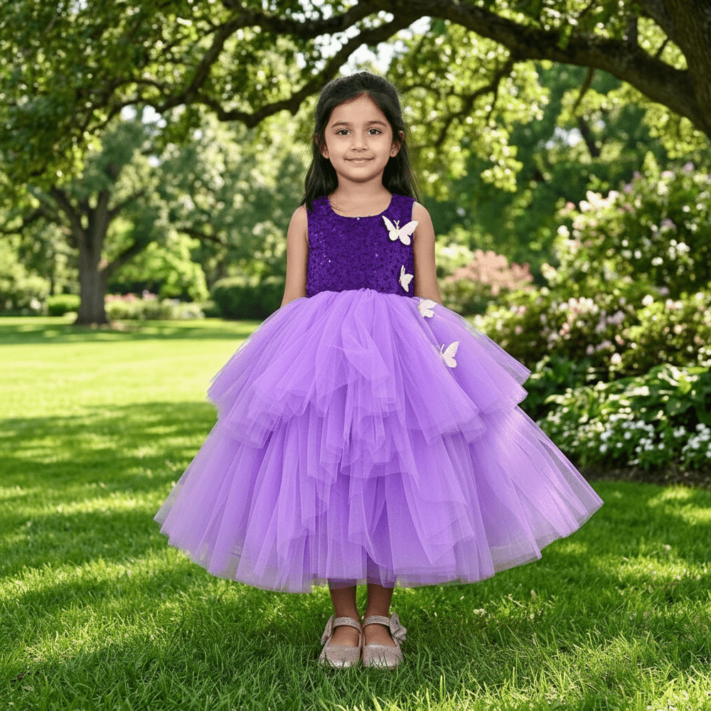 Purple party frock for girls-M250056