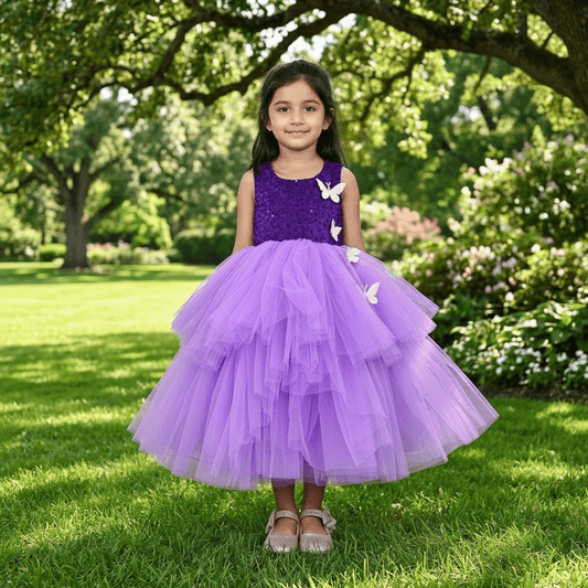 Purple party frock for girls-M250056