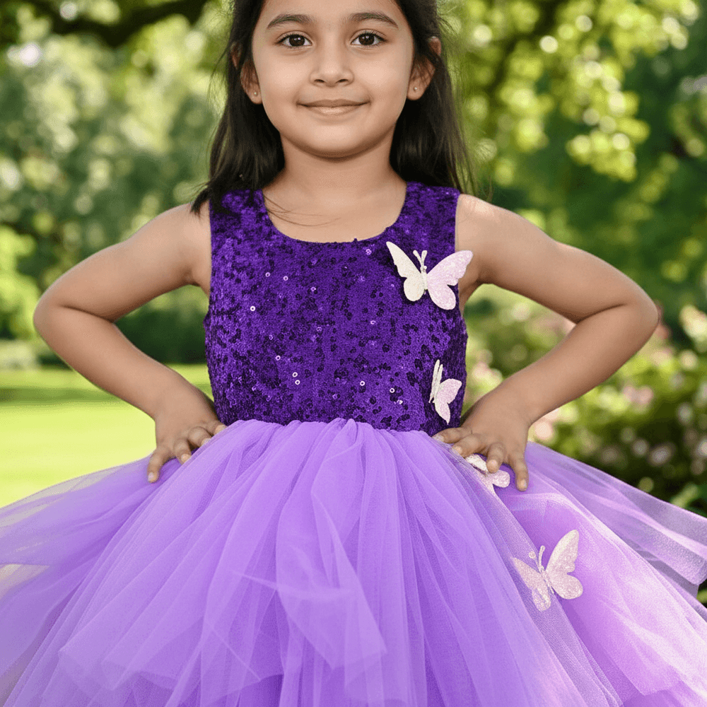 Purple party frock for girls-M250056