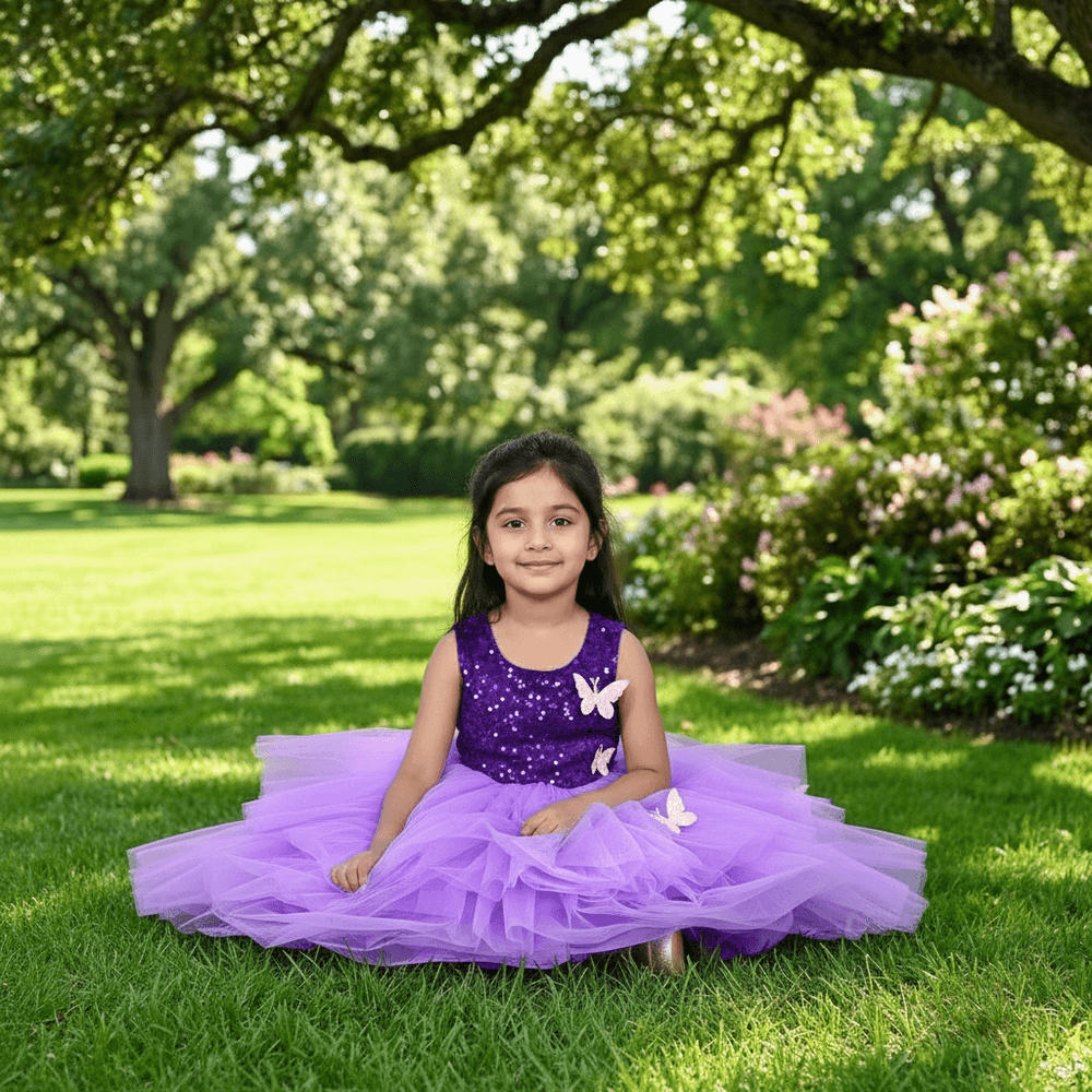 Purple party frock for girls-M250056
