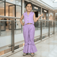 Purple  plazzo top Set Sleeveless For Girls-M250087