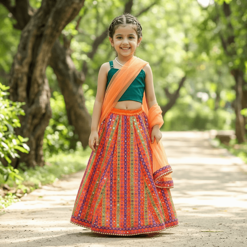 Girls orange Party Dress  M250310