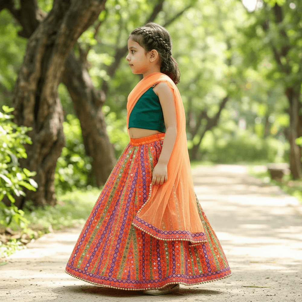 Girls orange Party Dress  M250310