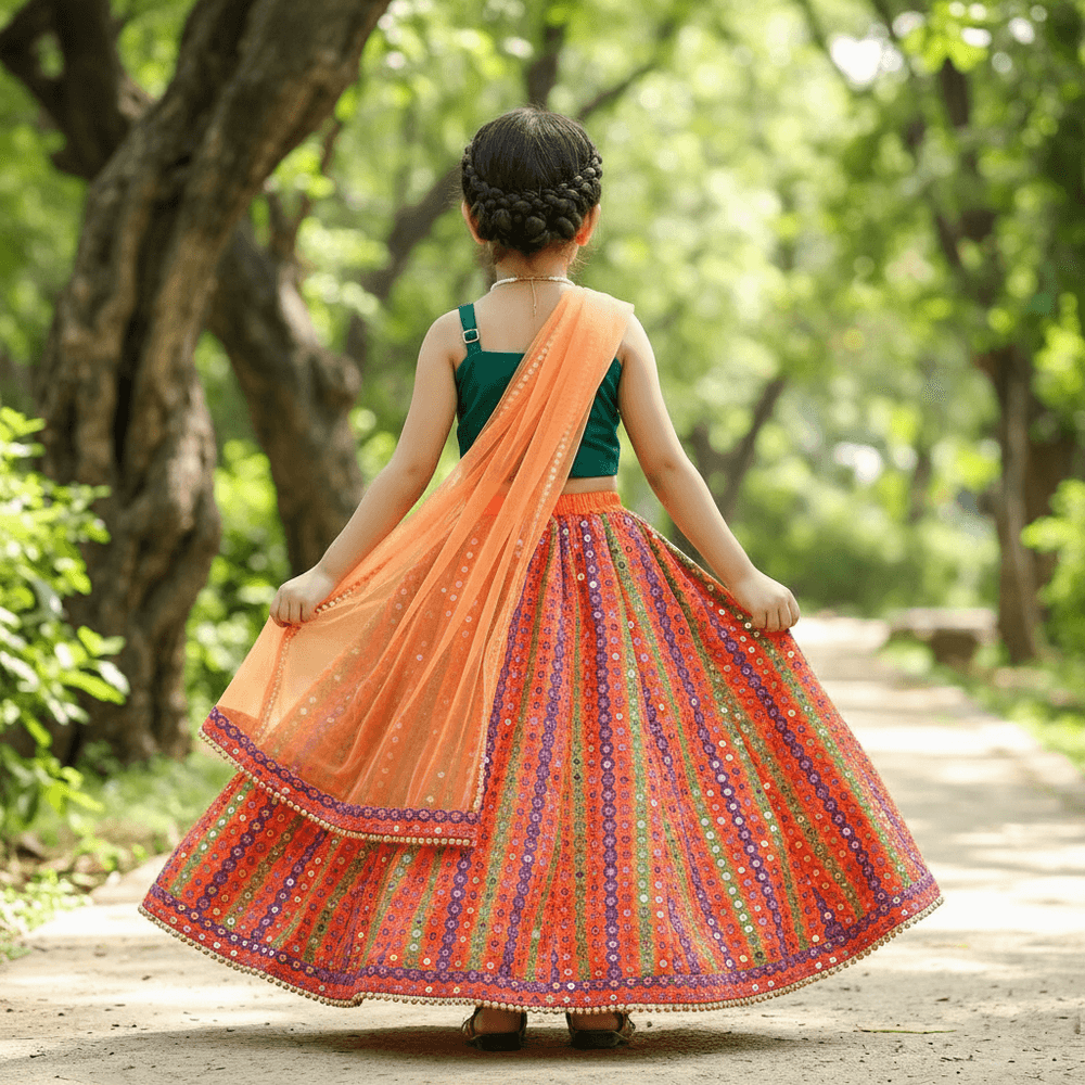 Girls orange Party Dress  M250310