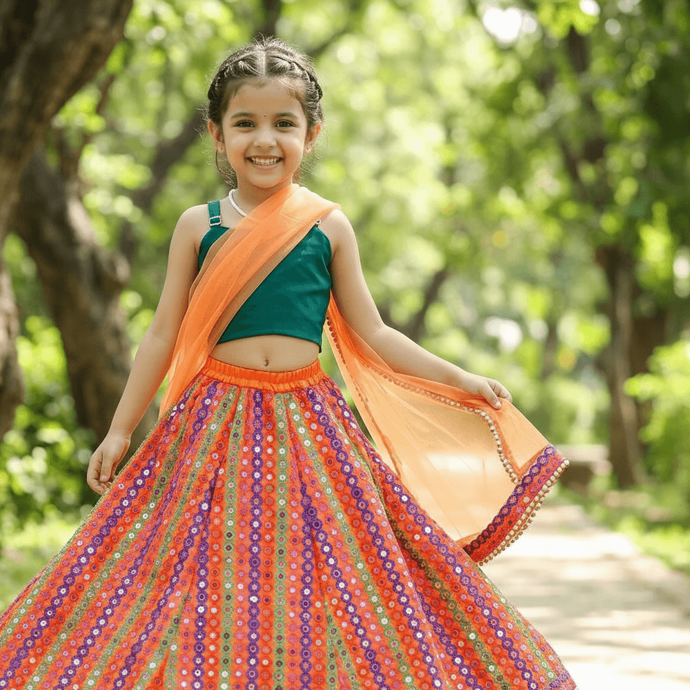 Girls orange Party Dress  M250310