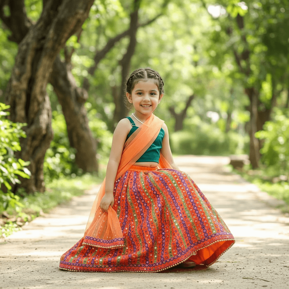 Girls orange Party Dress  M250310