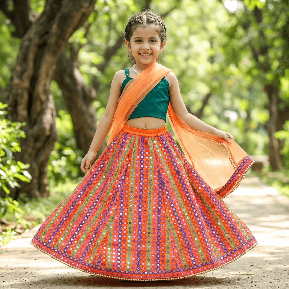 Girls orange Party Dress  M250310