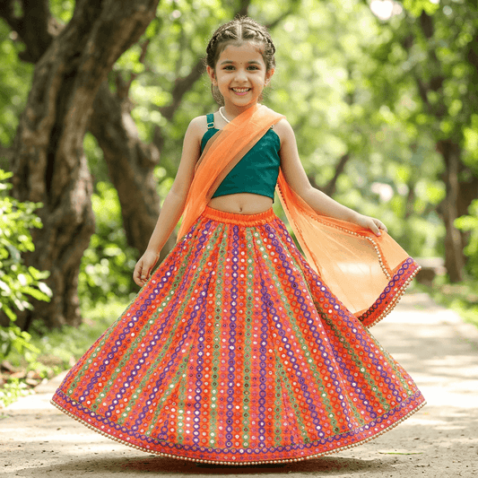 Girls orange Party Dress  M250310