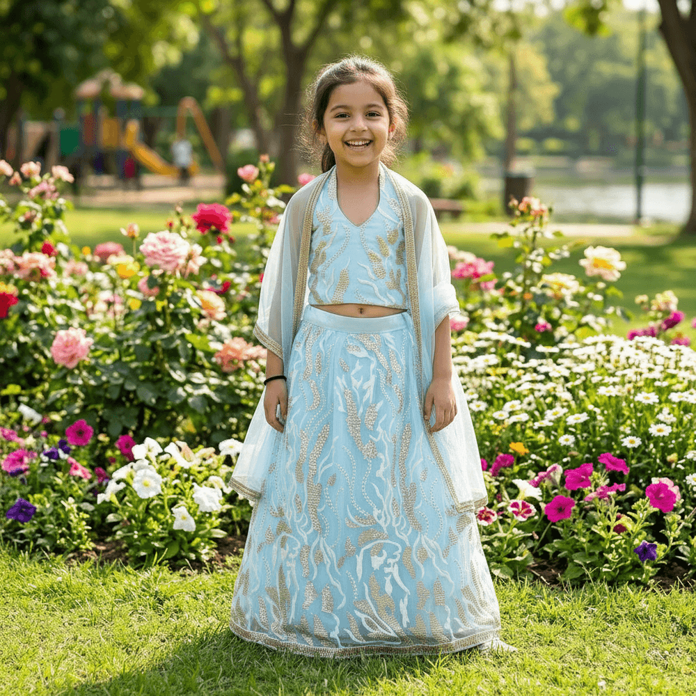 Girls blue lehanga  M250313