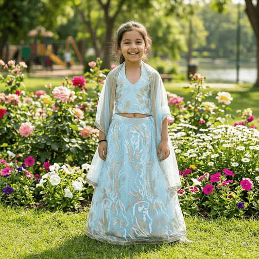 Girls blue lehanga  M250313