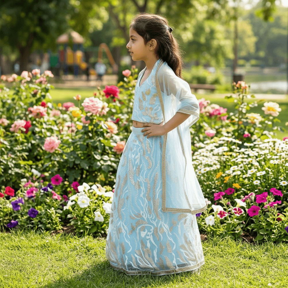 Girls blue lehanga  M250313