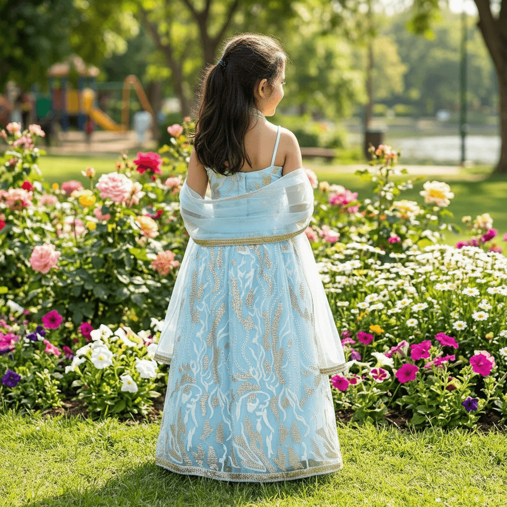 Girls blue lehanga  M250313