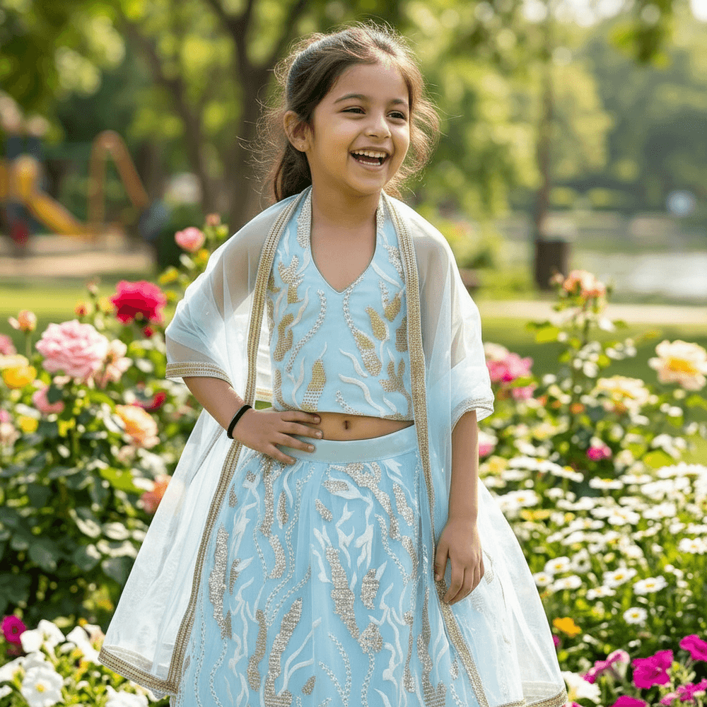 Girls blue lehanga  M250313
