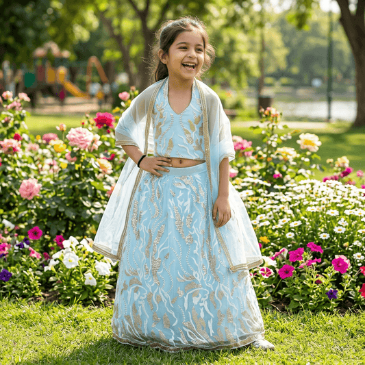 Girls blue lehanga  M250313