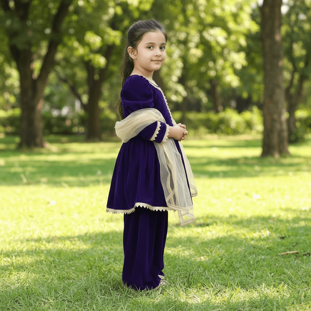 Blue silk blended sharara set-M250330