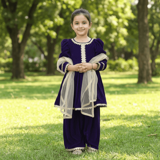 Blue silk blended sharara set-M250330