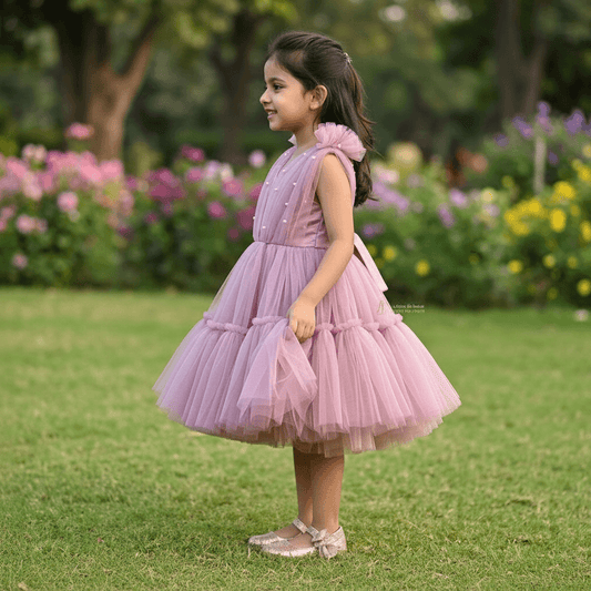 Childrens Party Dresses purple frock m250112