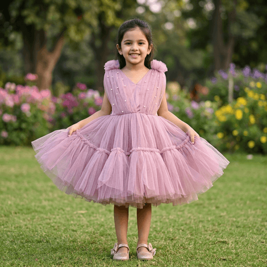 Childrens Party Dresses purple frock m250112