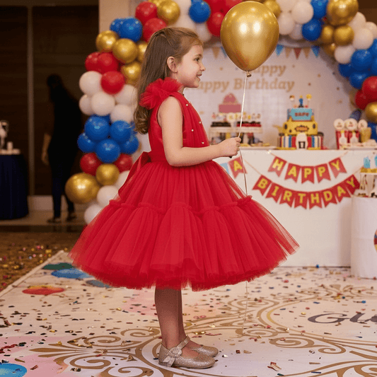 Childrens Party Dresses red frock m250111
