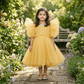 Gold party frock for girls-M250117