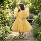 Gold party frock for girls-M250117
