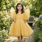 Gold party frock for girls-M250117
