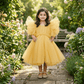 Gold party frock for girls-M250117