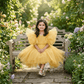 Gold party frock for girls-M250117