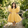Gold party frock for girls-M250117