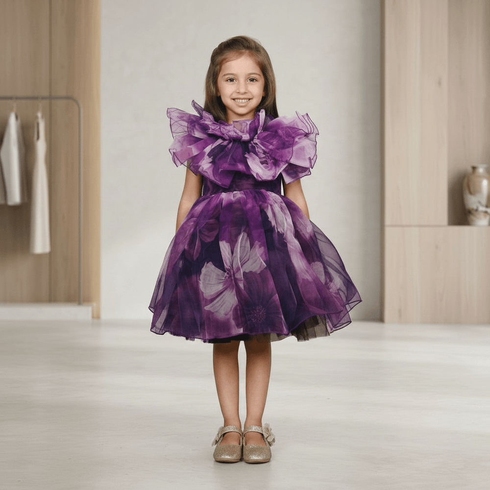 purple party frock for girls-M250120