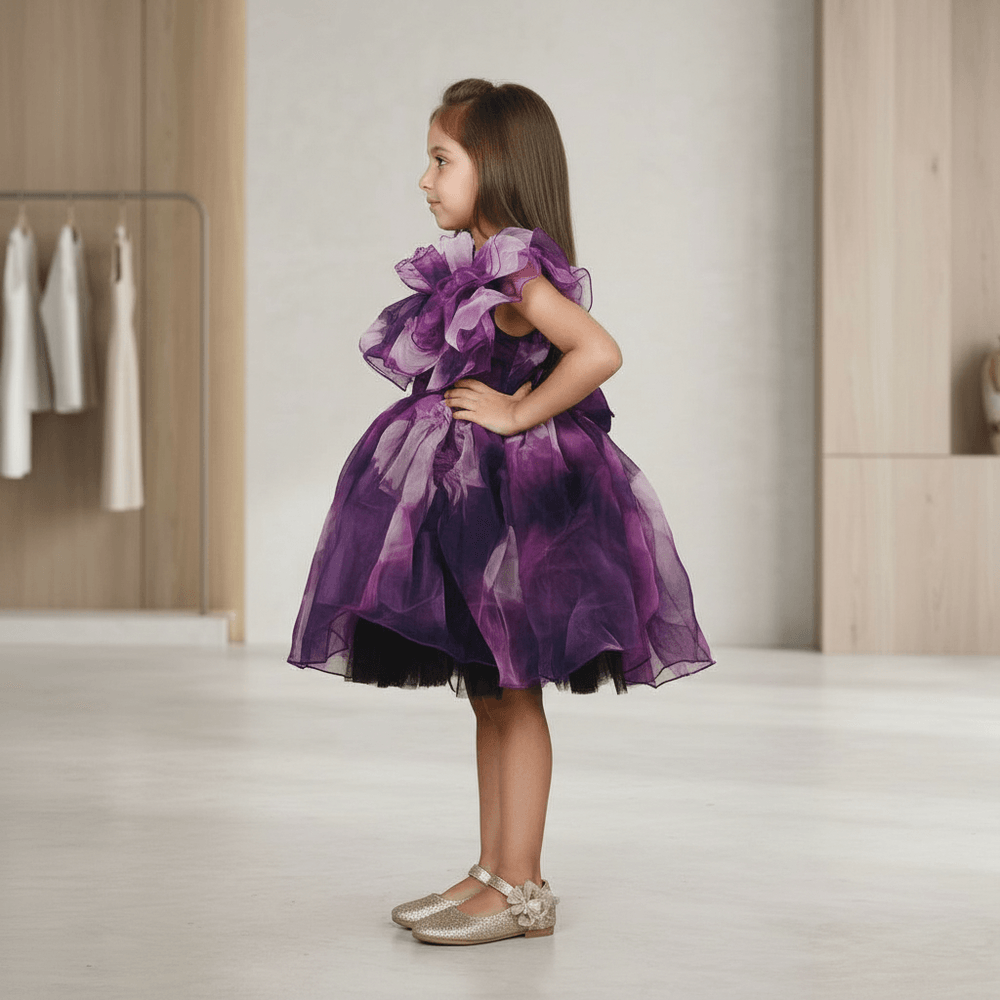 purple party frock for girls-M250120