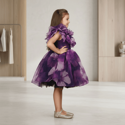 purple party frock for girls-M250120