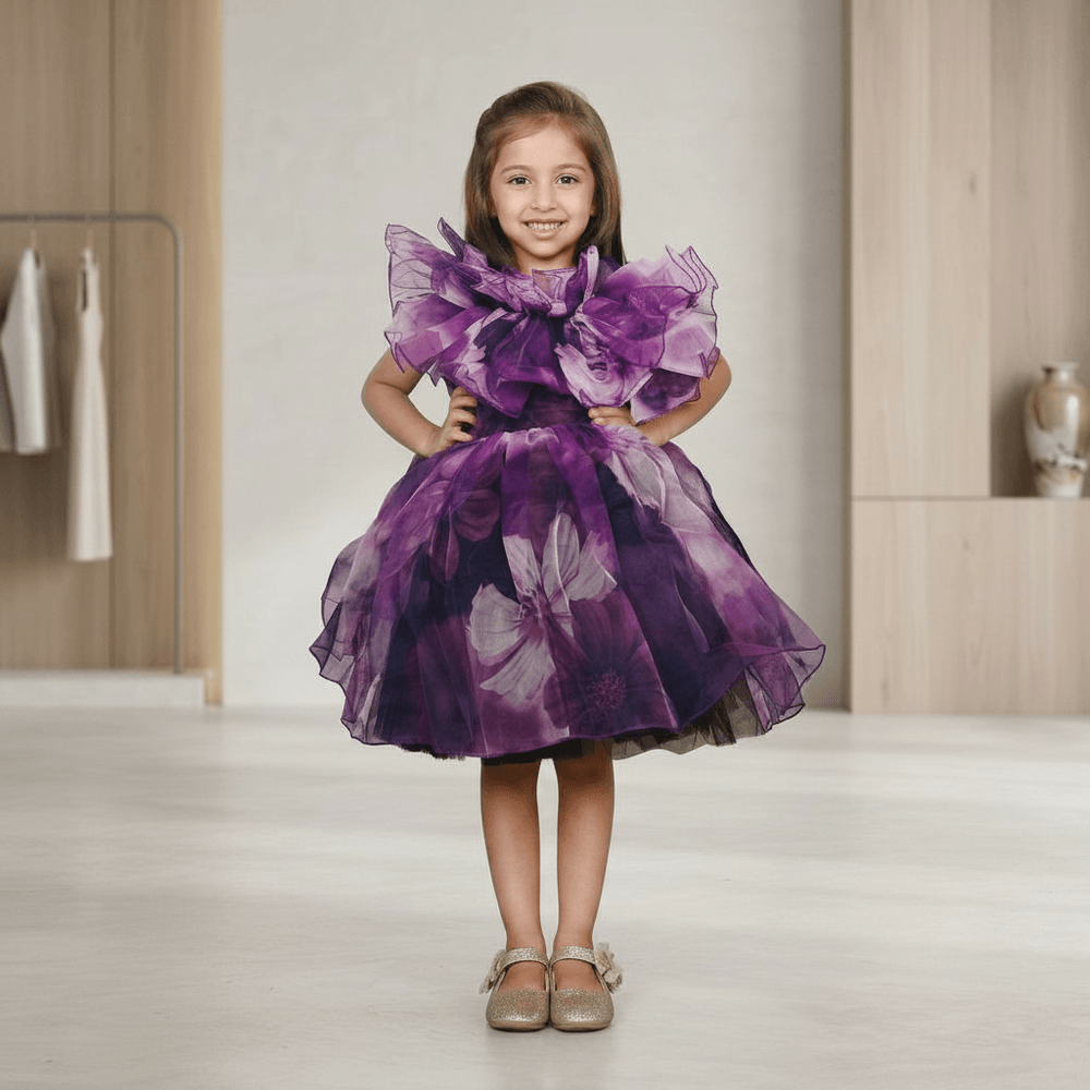 purple party frock for girls-M250120