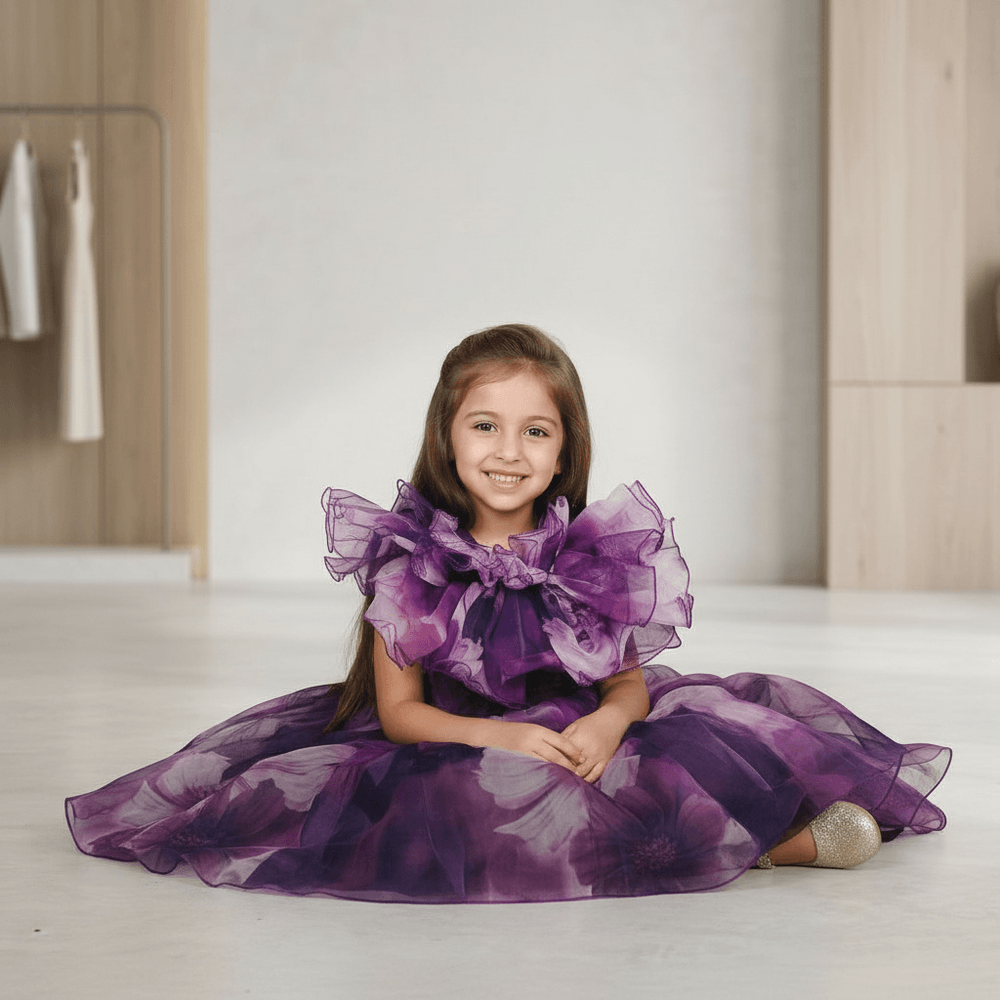 purple party frock for girls-M250120